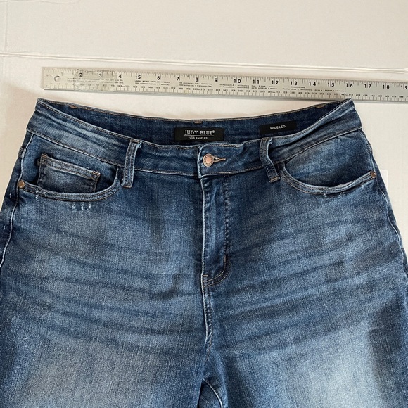 Judy Blue Wide Leg Distressed Style Jeans Size 16W High Rise Stretch Denim - Picture 13 of 16